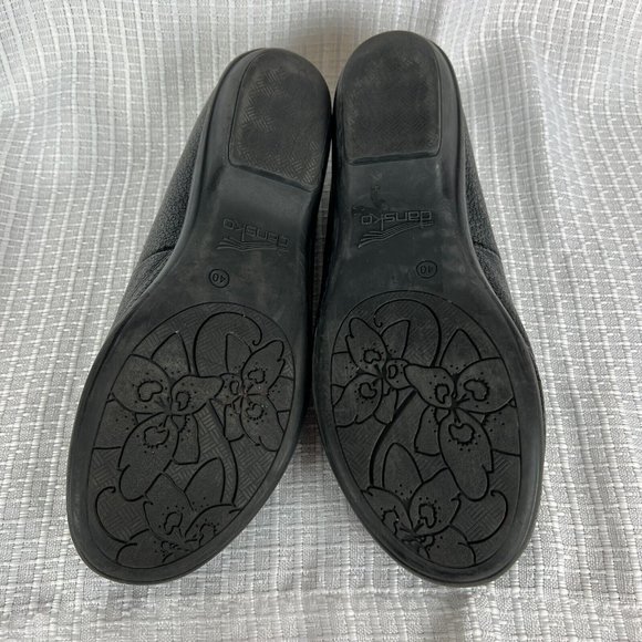 Dansko 40 Loafer Shoes Womens 9.5-10 Olivia Black Leather Slip On Wedge Embossed - Picture 12 of 13